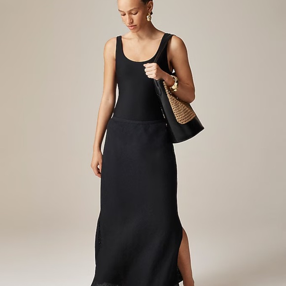 J. Crew Black Midi Skirt in 100% Linen in  Great Condition - Picture 2 of 7